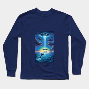 Dolphin and UFO Long Sleeve T-Shirt